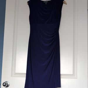 Lauren Ralph Lauren Deep Blue Draped Midi Dress